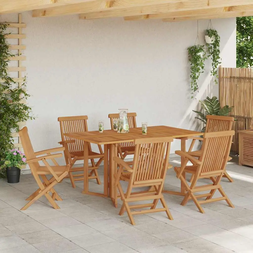 Ensemble de salle à manger pour jardin 7 pcs Marron vidaXL 3155339