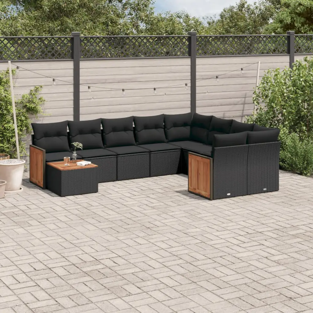 Ensemble de Jardin Complet 10 pcs Résine Tressée Noir avec Table et Rangement – ComfortXL Outdoor Living
