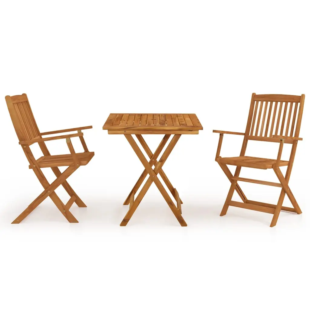 Ensemble de 3 pcs table de jardin et chaises pliable – mobilier de jardin Bois d’acacia solide-JU2566