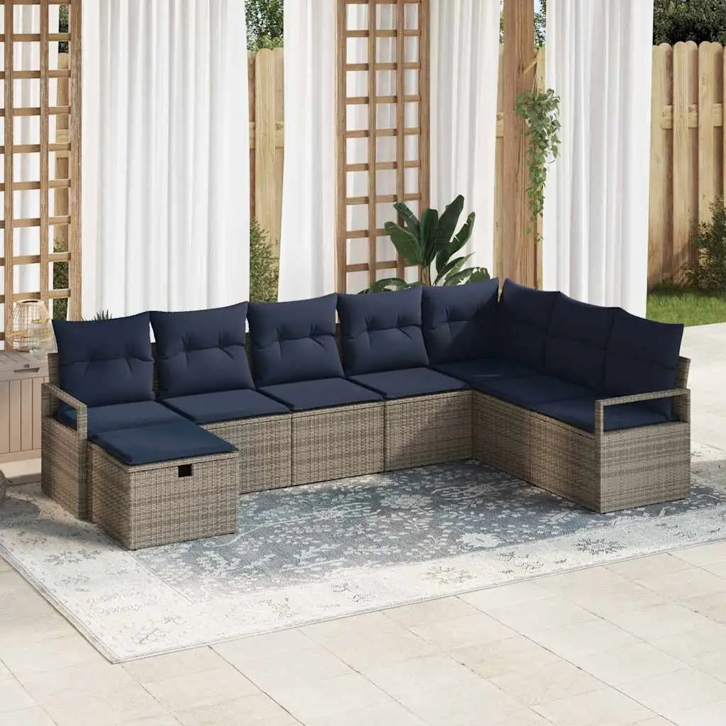 Ensemble de Canapés avec coussin 8 pcs Gris polyrotin vidaXL 3359234