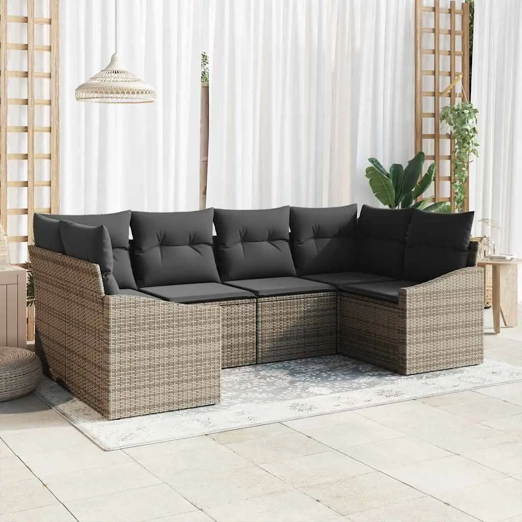 Ensemble de Canapés avec coussin 6 pcs Gris polyrotin vidaXL 3346859