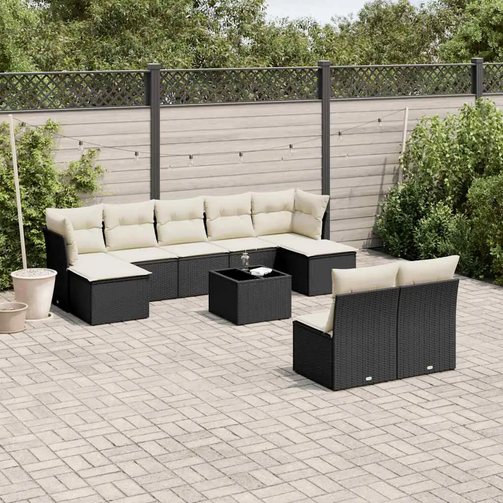 Ensemble Canapé Modulable 10 Pcs Poly Rotin avec Rangement sous Sièges Coussins Blanc Crème Noir – ComfortXL Outdoor Living