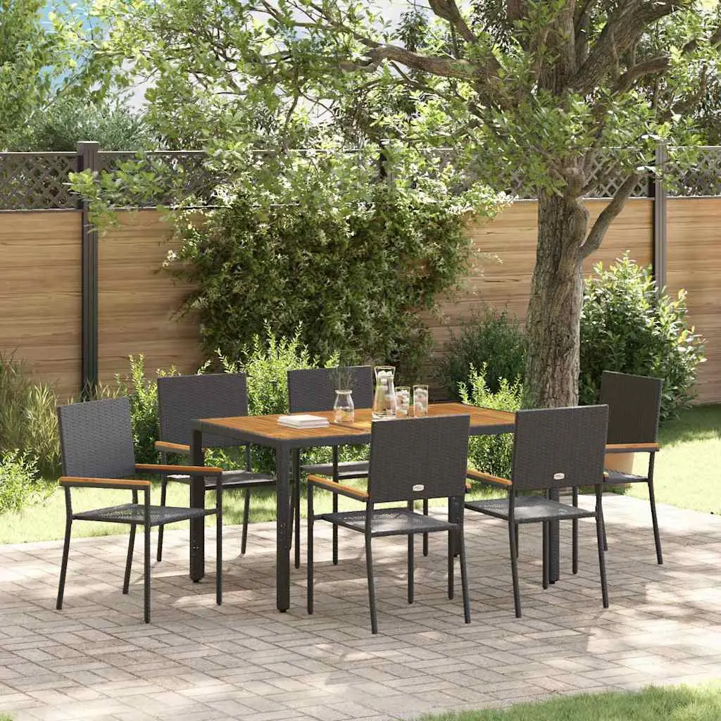Ensemble de salle à manger pour jardin 7 pcs Noir polyrotin vidaXL 3365408