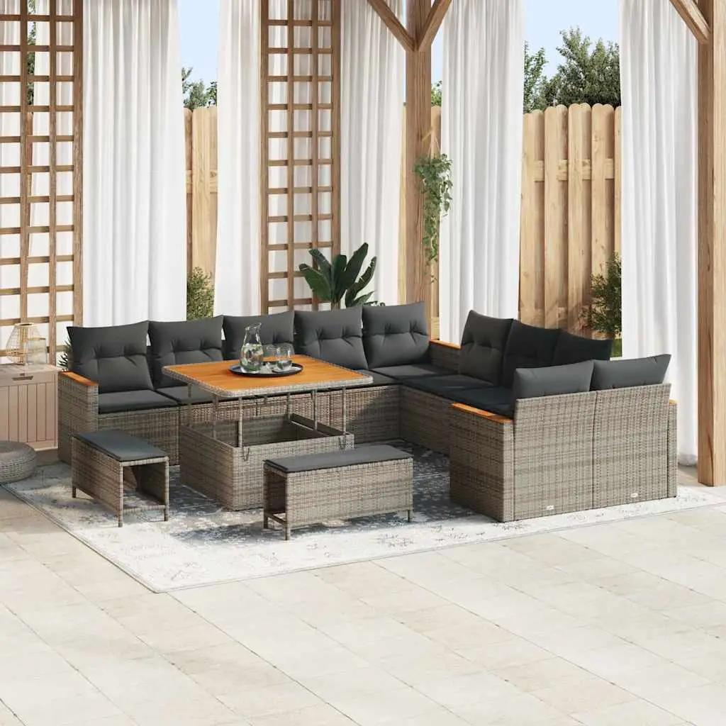 Ensemble canapé de jardin en résine tressée 12 places modulable Gris – ComfortXL Outdoor Living