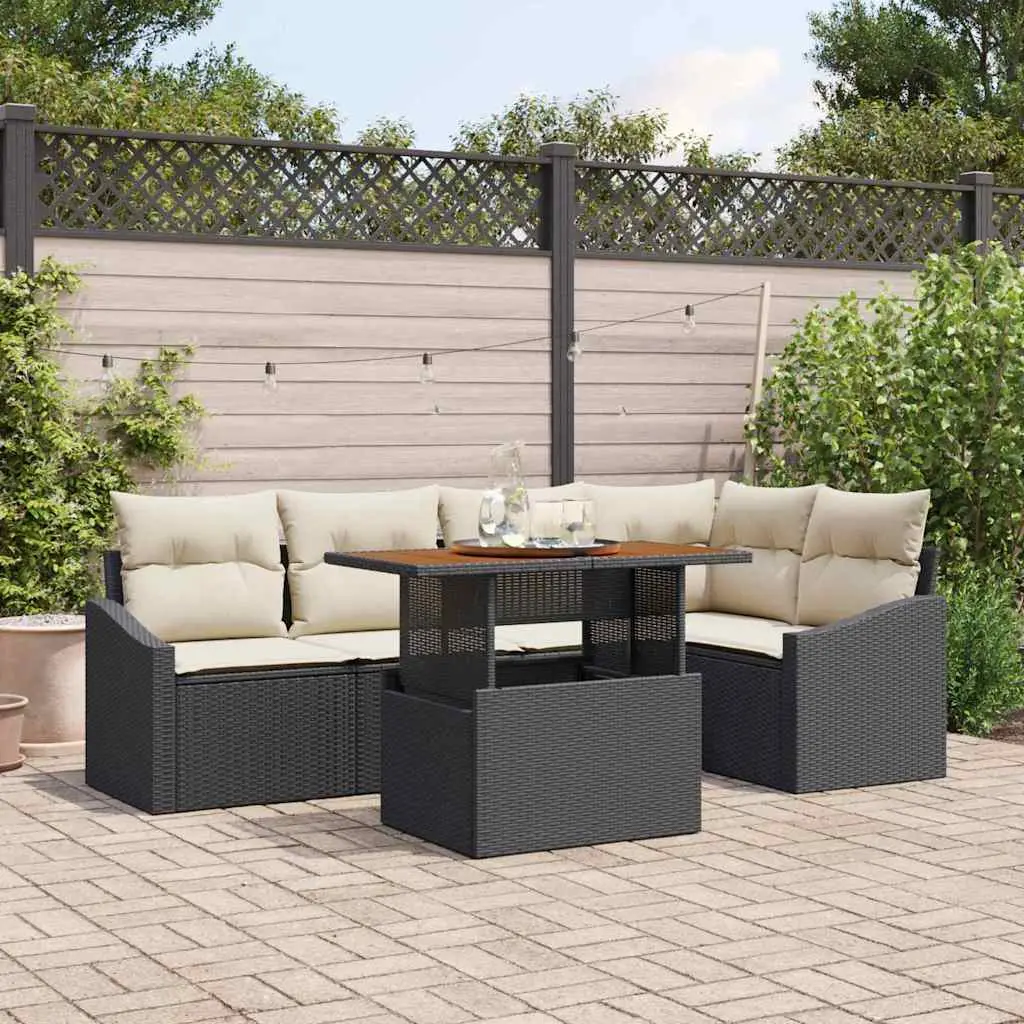 Ensemble de salle à manger pour jardin 6 pcs Noir et Crème vidaXL 3349837 Noir et crème