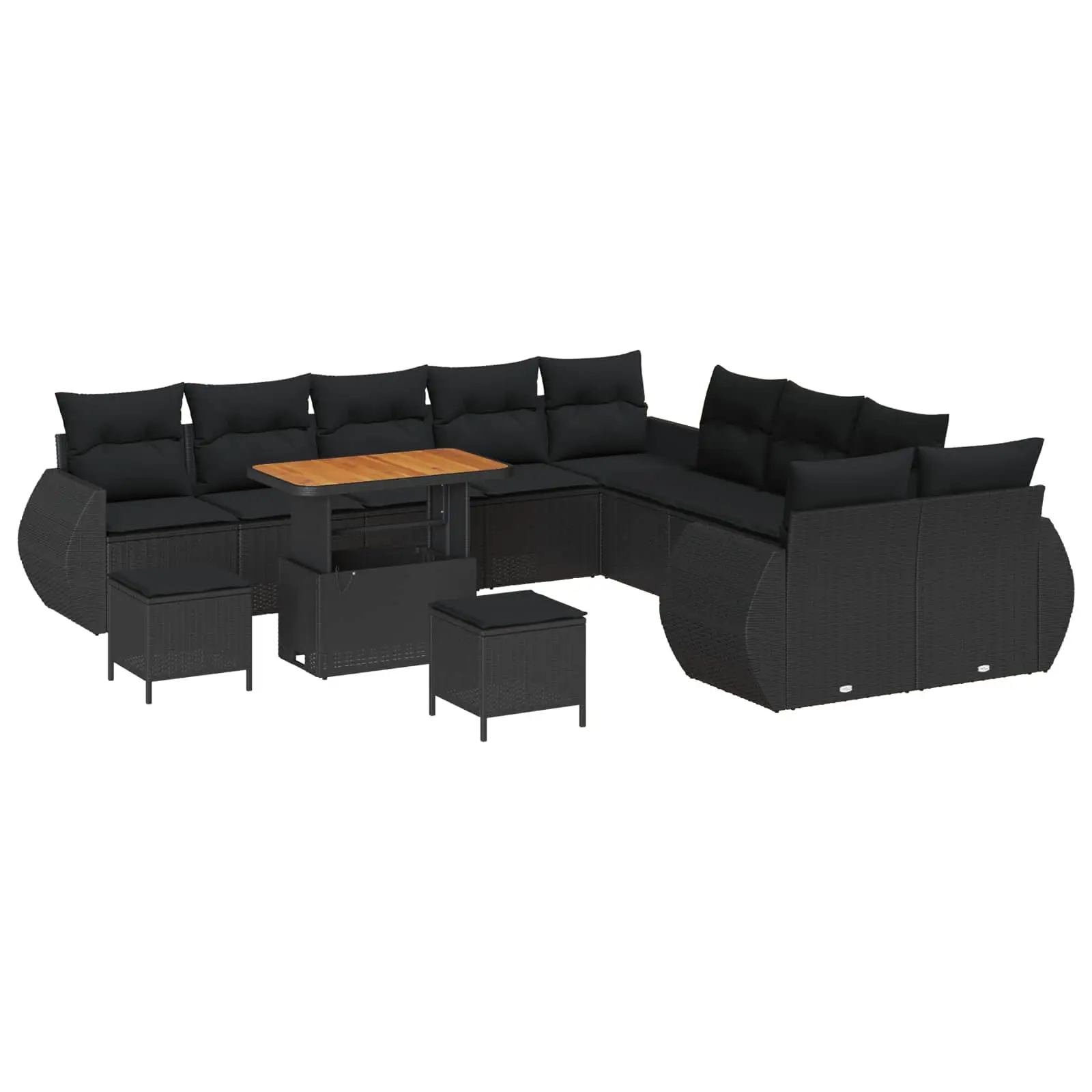 Ensemble Canapé Terrasse 13 Pcs en Rotin Synthétique Style Sobre Idéal pour Apéritifs Dehors Noir – ComfortXL Outdoor Living