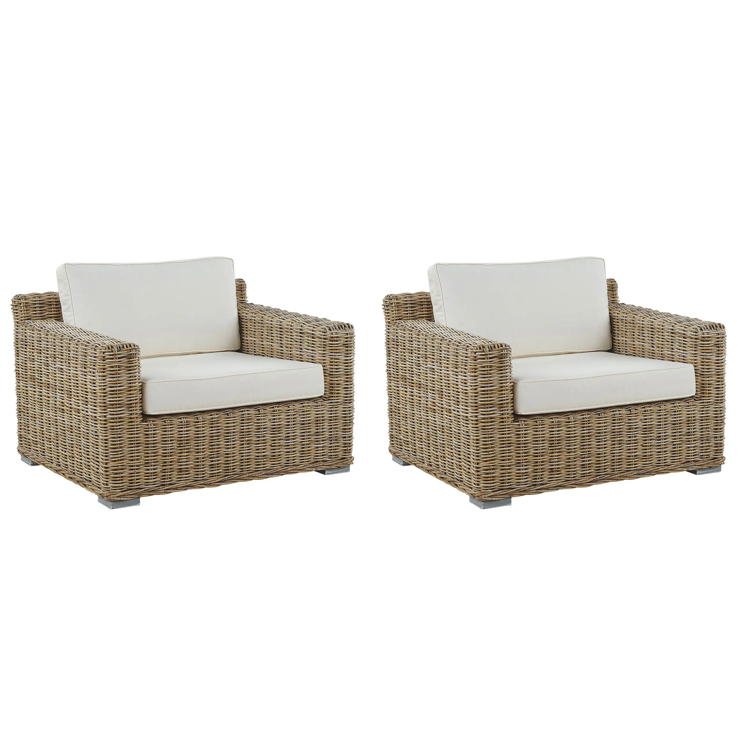 Ensemble de 2 fauteuils de jardin – Chaises de jardin ARDEA Rotin Marron clair
