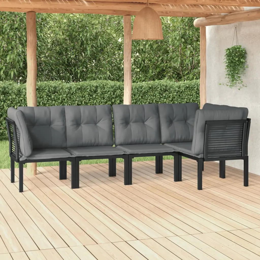 Ensemble canapés de jardin 5 places modulable en résine tressée chaises confortables extérieur Noir – ComfortXL Outdoor Living