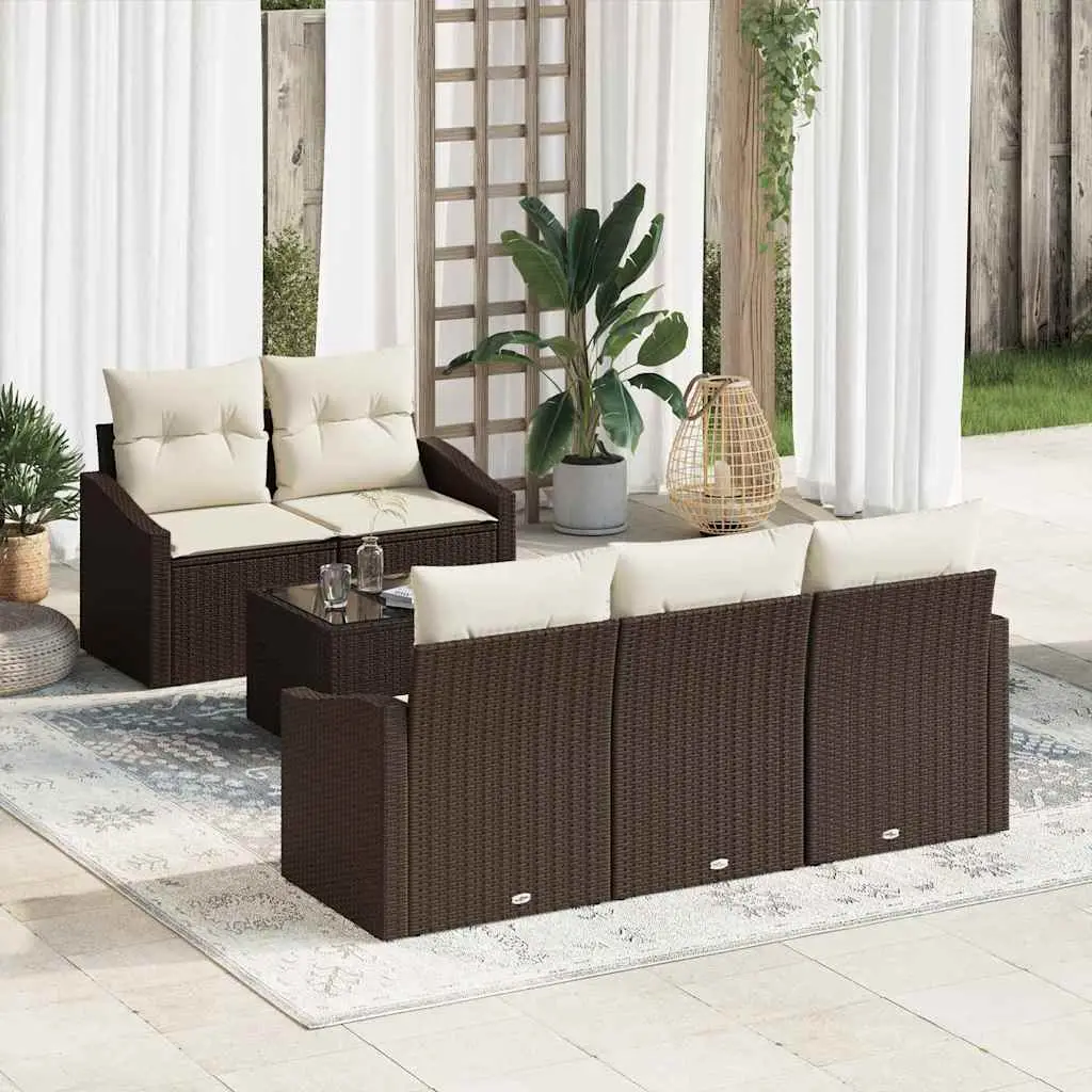 Ensemble de Canapés 6 pcs Marron et Crème polyrotin vidaXL 3346598 Marron et crème