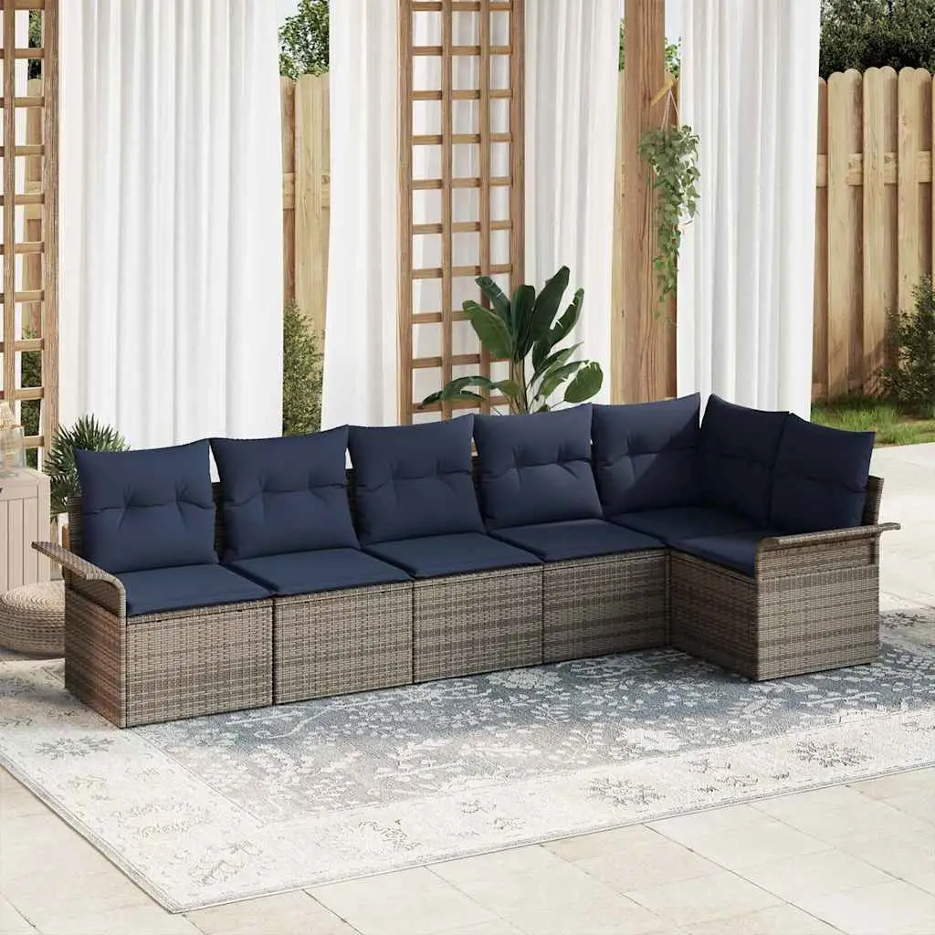 Ensemble de canapé de jardin avec stockage 6 pcs Gris polyrotin vidaXL 3354054