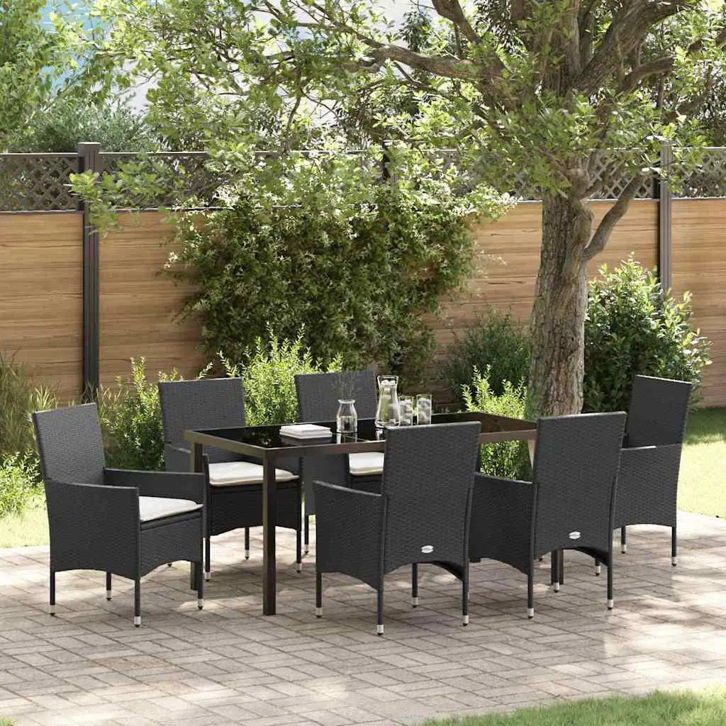 Ensemble de salle à manger pour jardin 7 pcs Noir polyrotin vidaXL 3379769