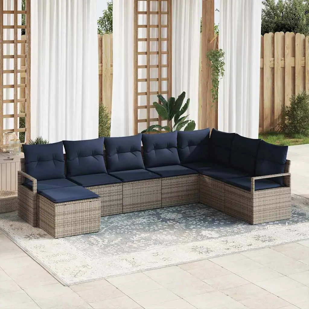 Ensemble de Canapés avec coussin 8 pcs Gris polyrotin vidaXL 3346505