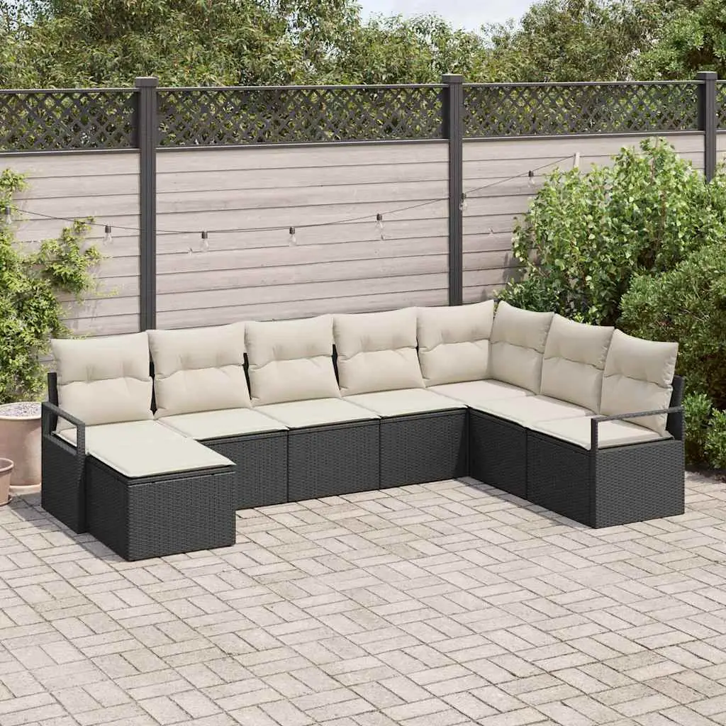 Ensemble de Canapés avec coussin 8 pcs Noir polyrotin vidaXL 3346497