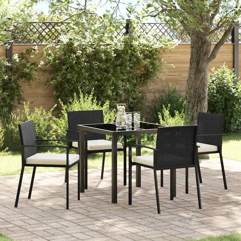 Ensemble de salle à manger pour jardin 5 pcs Noir vidaXL 3379234