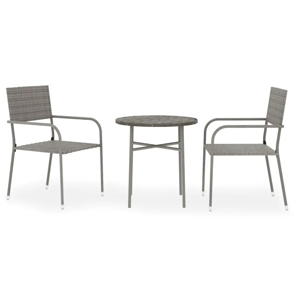 Ensemble de 3 pcs table de jardin avec chaises – mobilier de jardin Résine tressée Gris-JU2518