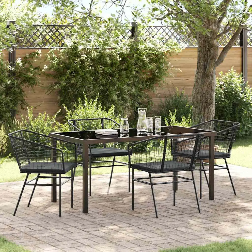 Ensemble de salle à manger pour jardin 5 pcs Noir polyrotin vidaXL 3380907 Noir et gris foncé