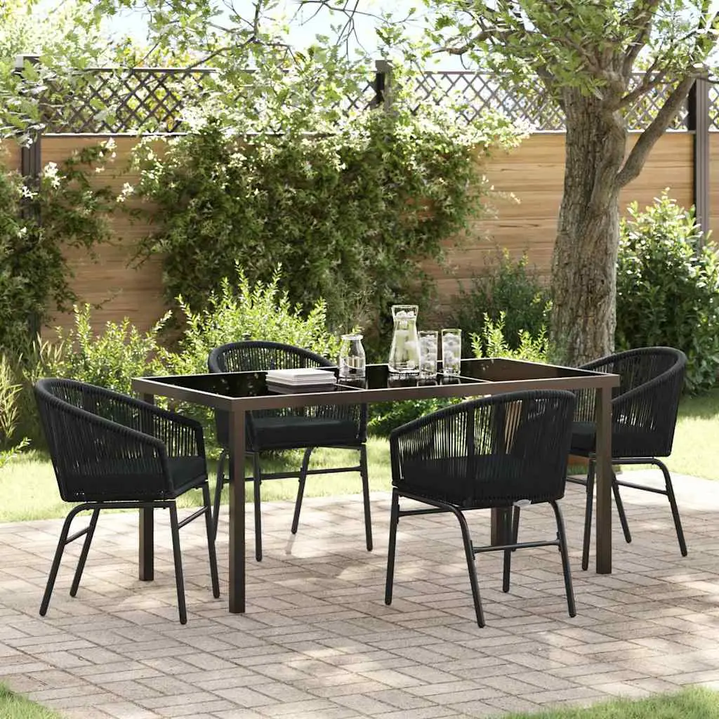Ensemble de salle à manger pour jardin 5 pcs Noir vidaXL 3379348