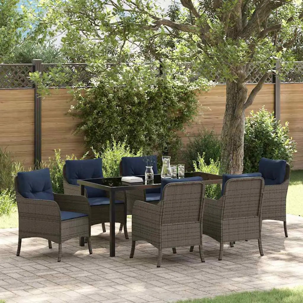 Ensemble de salle à manger pour jardin 7 pcs Gris polyrotin vidaXL 3380194