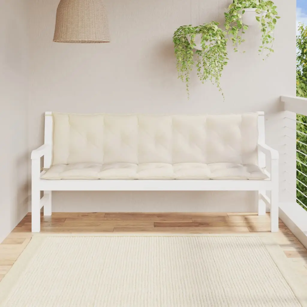 Ensemble Coussins pour Banc Tissu Oxford Imperméable Mobilier de Jardin Blanc Crème 180x50cm – ComfortXL Outdoor Living
