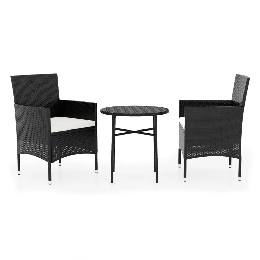 Ensemble de 3 pcs table de jardin avec chaises – mobilier de jardin Résine tressée Noir-JU2450