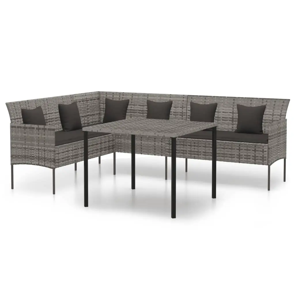 Ensemble de 2 pcs table de jardin et chaises avec coussins – mobilier de jardin gris rotin-JU2591
