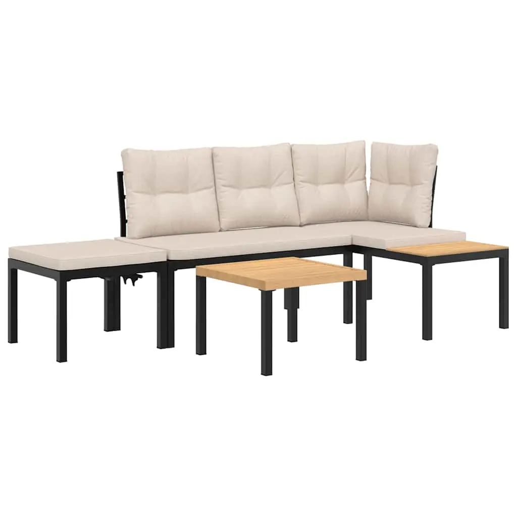Ensemble de banc de jardin avec coussins 4 pcs | Banquette De Jardin | Banc Extérieur noir Maison Chic