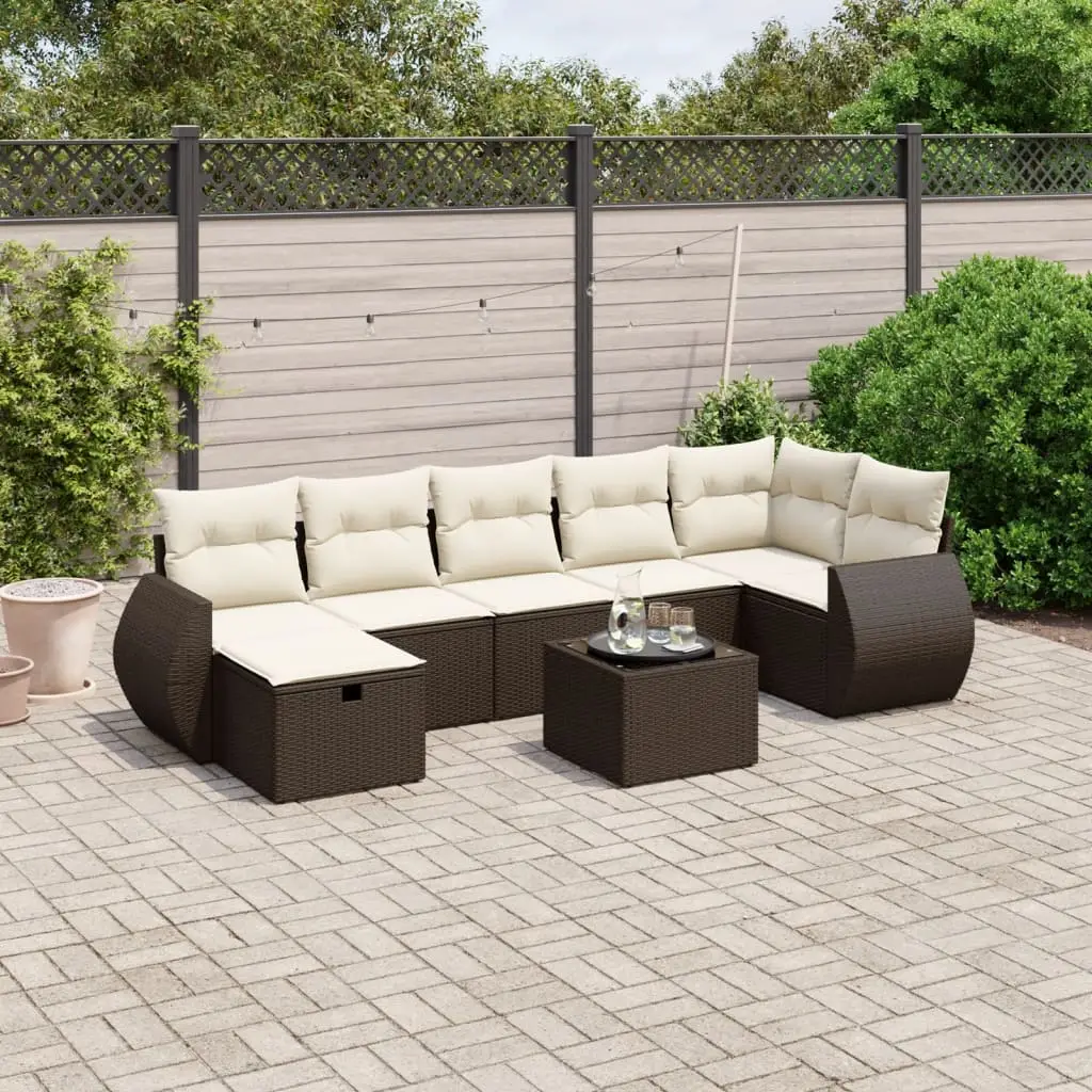 Ensemble de jardin 8 pièces en poly rotin modulable et table basse marron – ComfortXL Outdoor Living