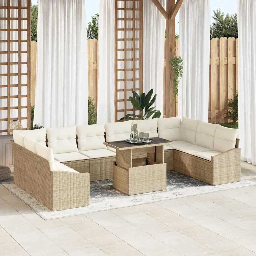 Ensemble de Canapés 11 pcs Beige et crème polyrotin vidaXL 3349077