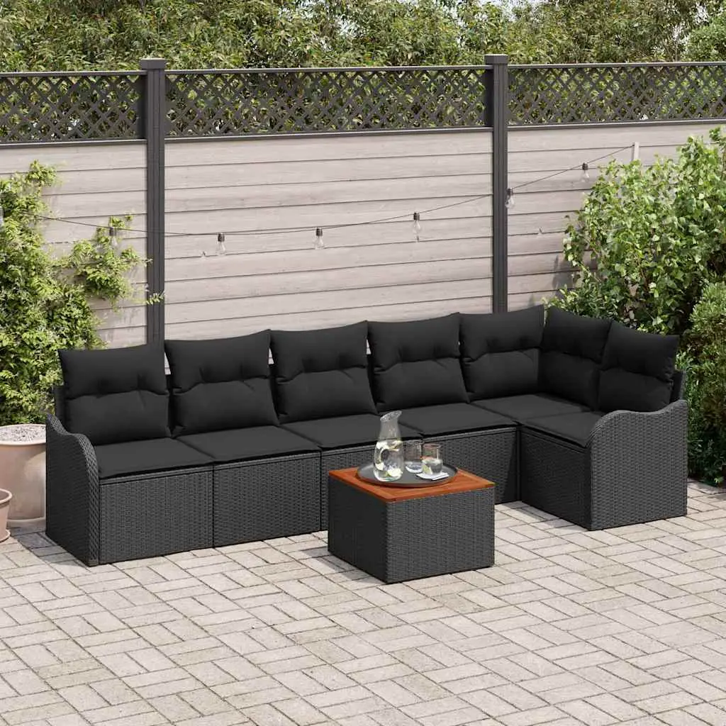 Ensemble de canapé de jardin avec stockage 7 pcs Noir polyrotin vidaXL 3356133