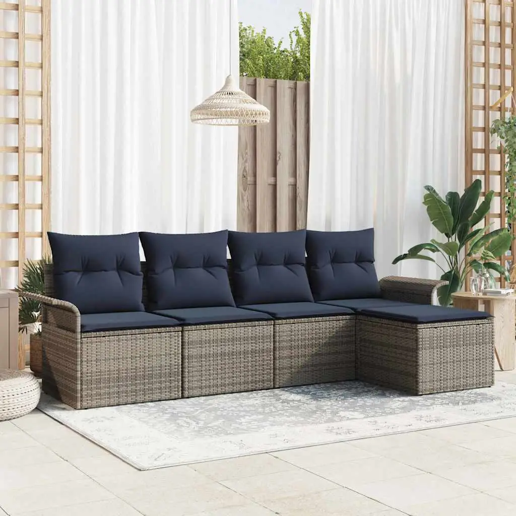 Ensemble de canapé de jardin avec stockage 5 pcs Gris polyrotin vidaXL 3353994