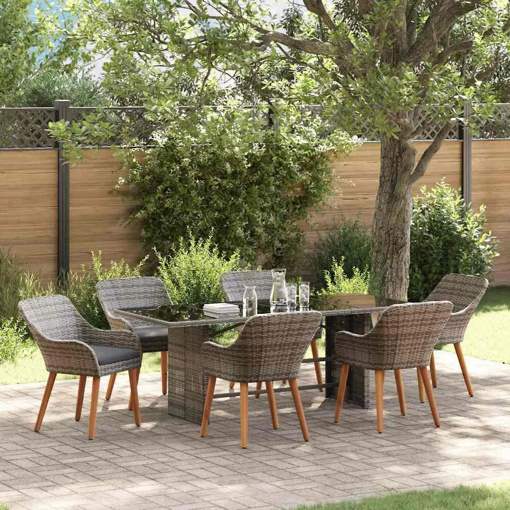 Ensemble de salle à manger pour jardin 7 pcs Gris polyrotin vidaXL 3261625