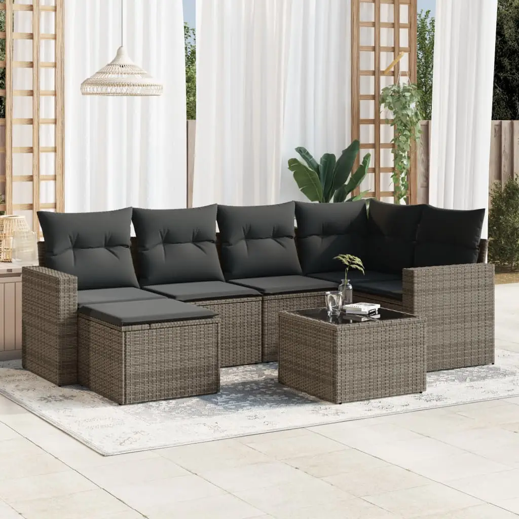 Ensemble de jardin 6 places Gris en résine tressée avec coffres de rangement pour terrasse – ComfortXL Outdoor Living