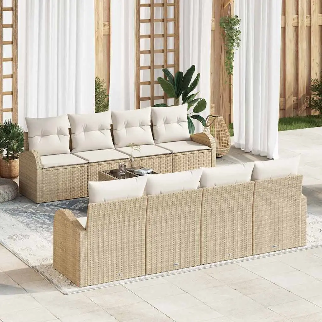 Ensemble de canapé de jardin Beige 55 x 55 x 37 cm polyrotin vidaXL 3345971