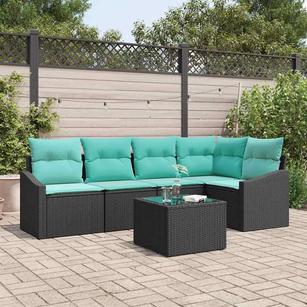 Ensemble de Canapés avec coussin 6 pcs Noir polyrotin vidaXL 3346736