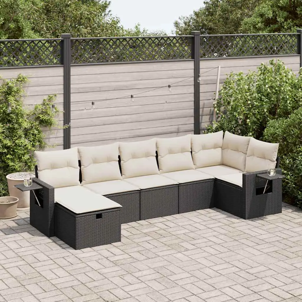 Ensemble de jardin 7 places en résine tressée avec rangement modulable Noir – ComfortXL Outdoor Living