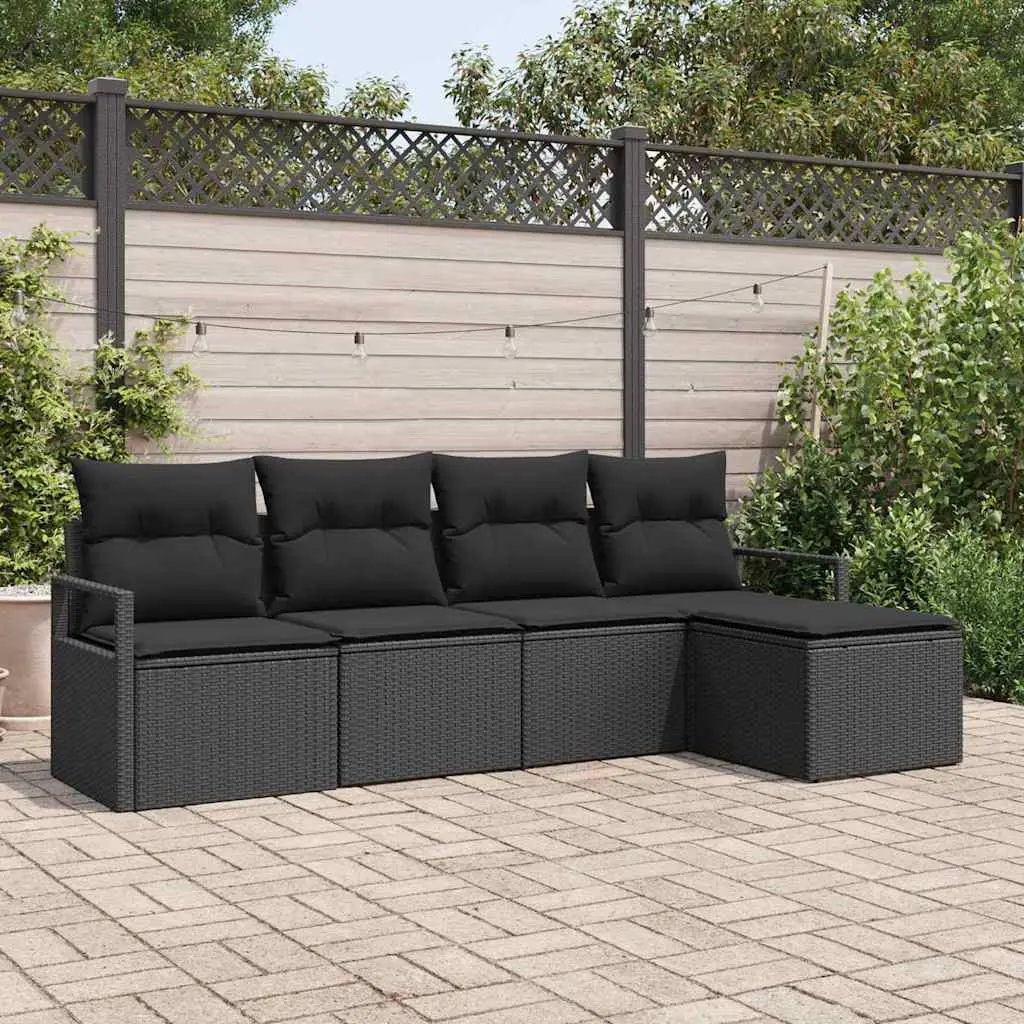 Ensemble de Canapés avec coussin 5 pcs Noir polyrotin vidaXL 3346343