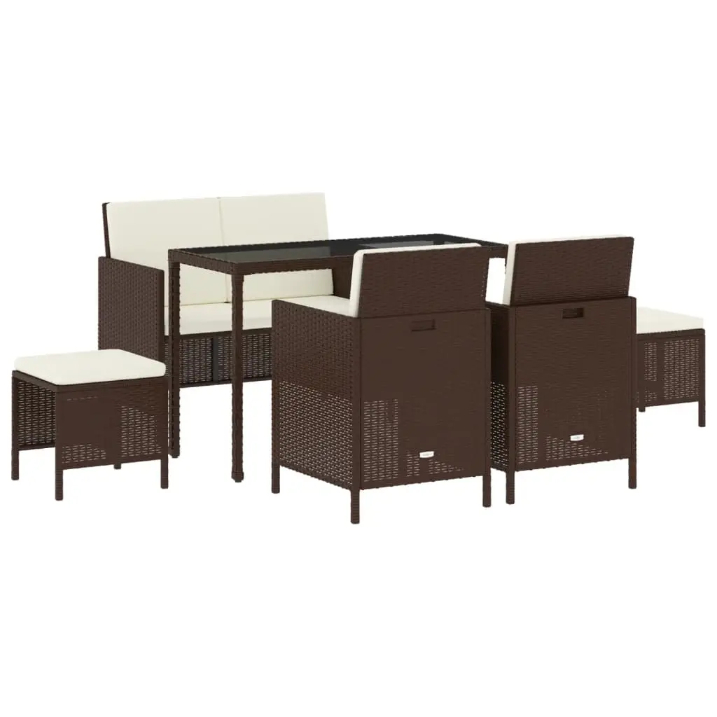 Ensemble de 6 pcs table de jardin et chaises avec coussins – mobilier de jardin marron rotin