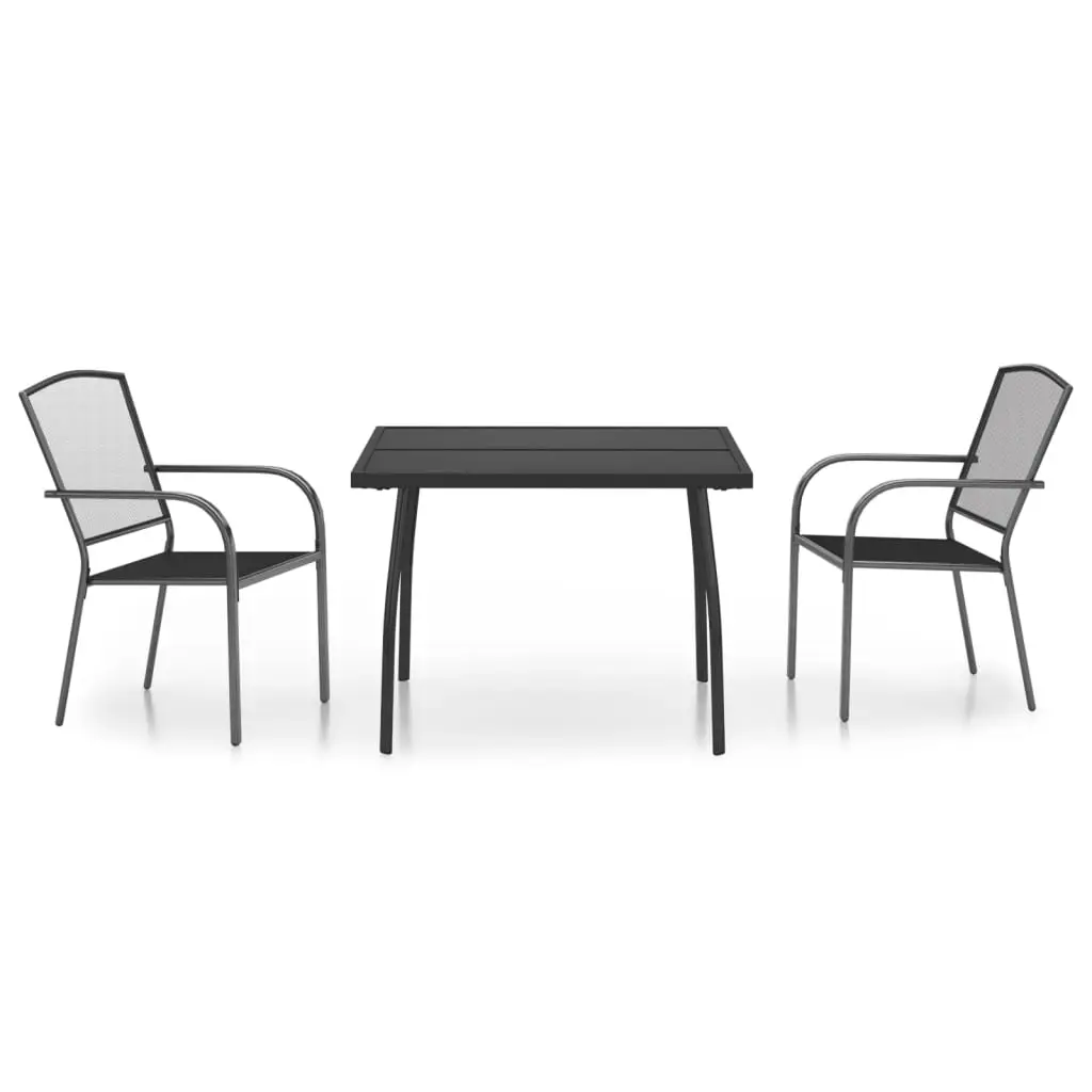 Ensemble de 3 pcs table de jardin avec chaises – mobilier de jardin anthracite acier-JU3060