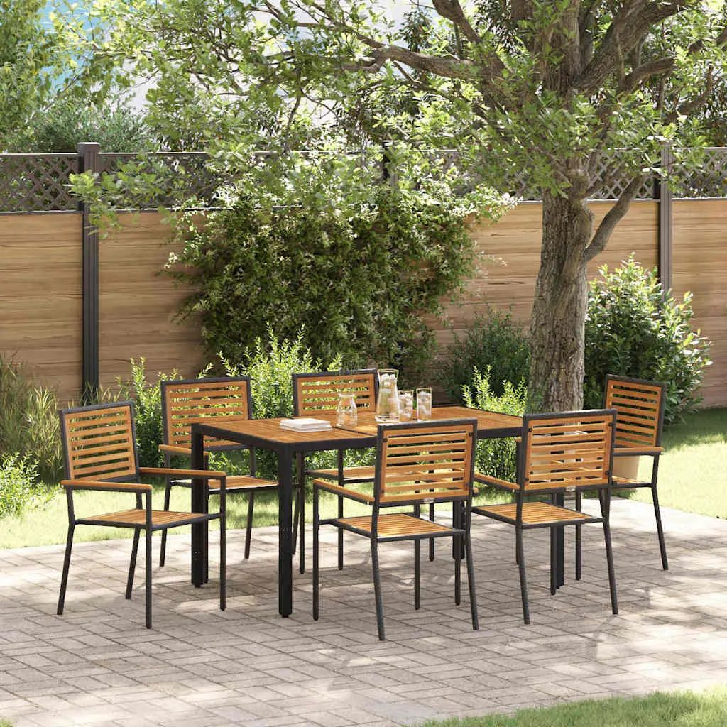 Ensemble de salle à manger pour jardin 7 pcs Noir et Marron vidaXL 3365440