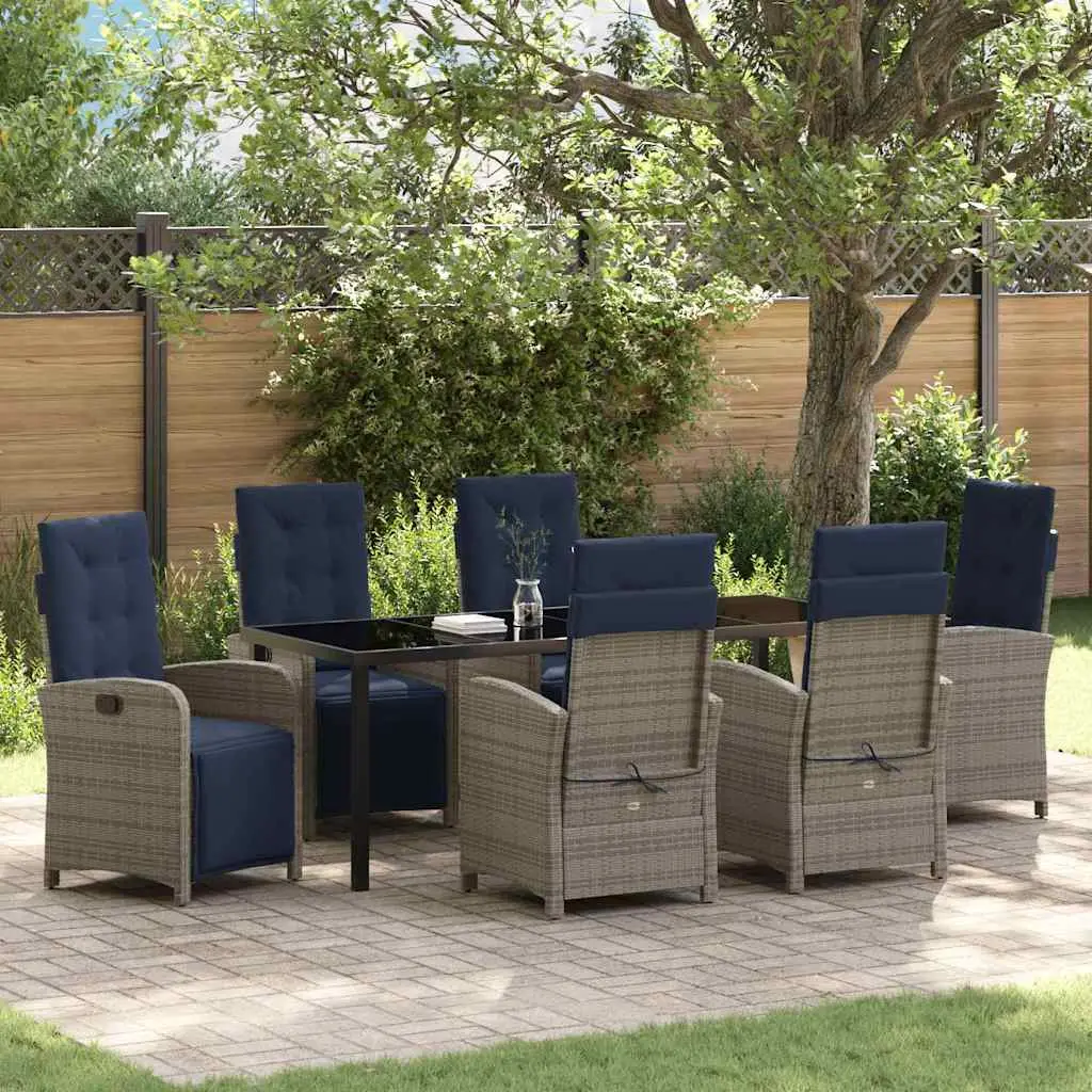 Ensemble de salle à manger pour jardin 7 pcs Gris polyrotin vidaXL 3380363