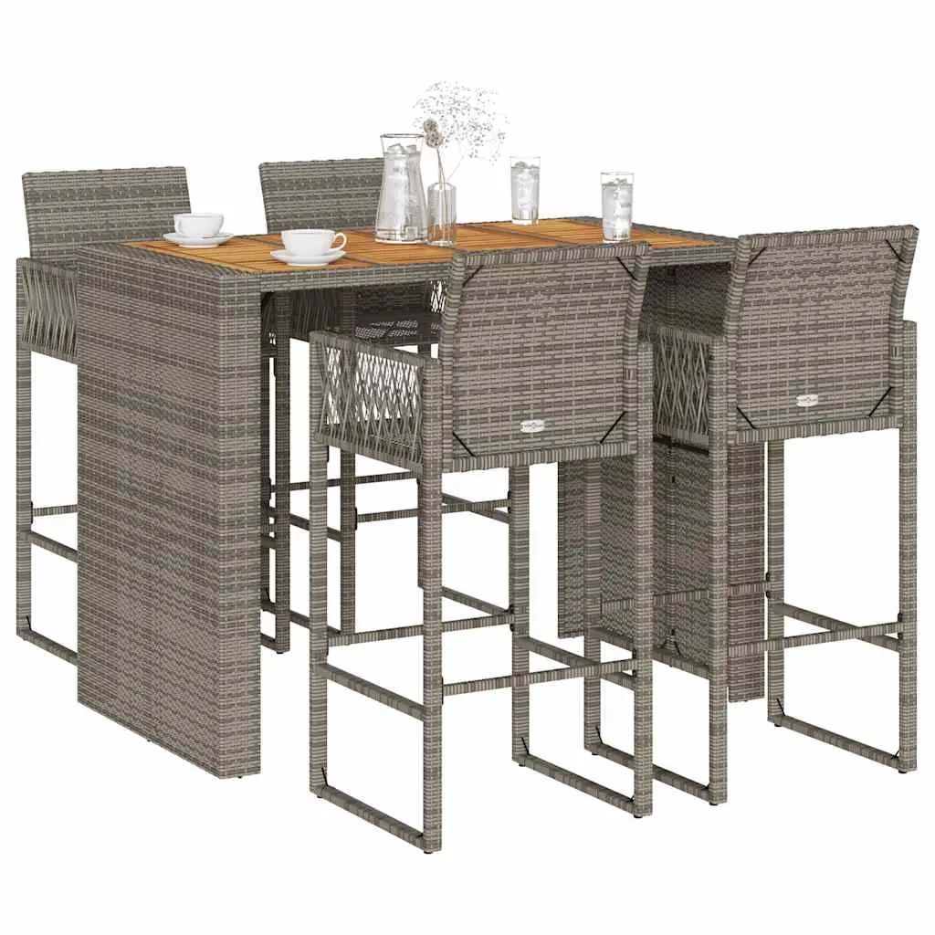Ensemble de bar de jardin 5 pcs sans coussins gris poly rotin vidaXL 3328890
