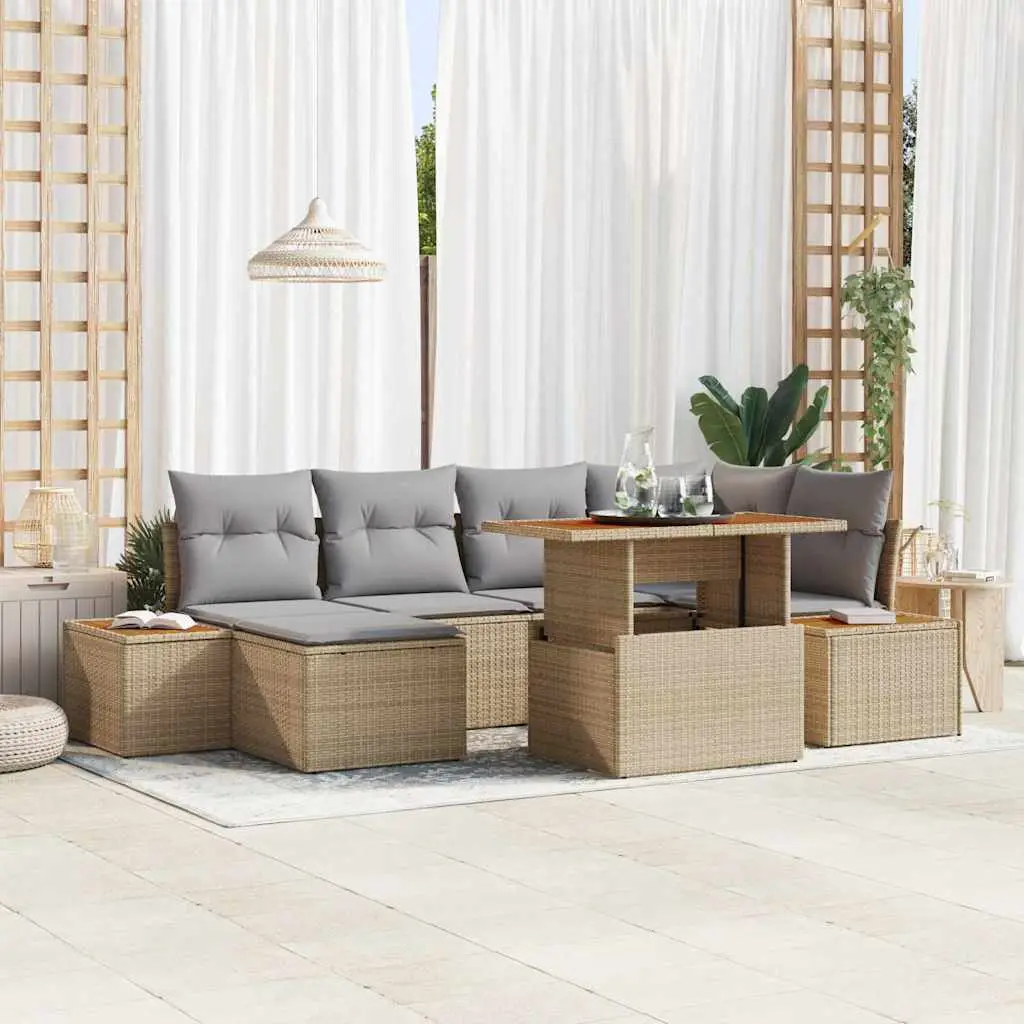 Ensemble de salle à manger pour jardin 7 pcs Beige et gris vidaXL 3350087 beige et gris