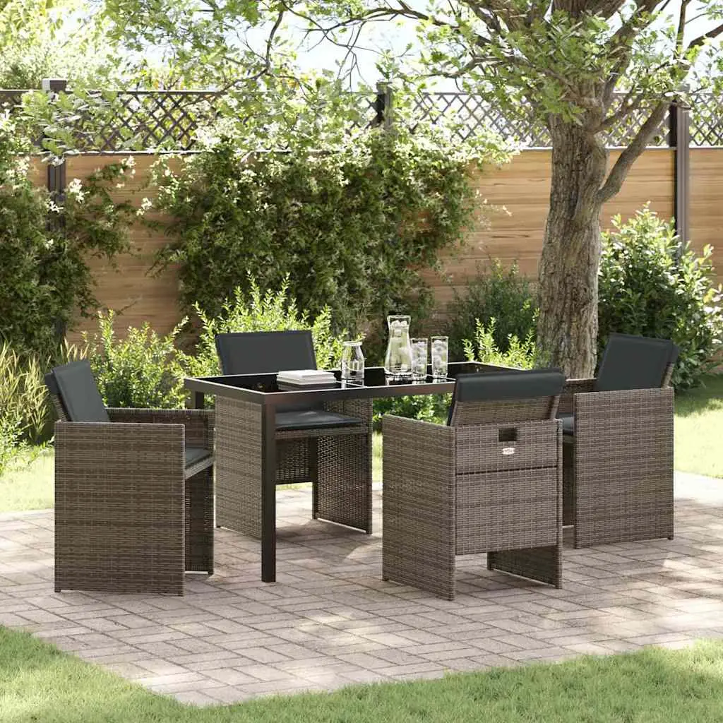 Ensemble de repas de jardin 5 pcs pliant en résine tressée pour balcon Gris – ComfortXL Outdoor Living