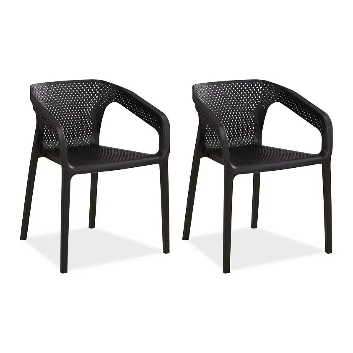 Ensemble de 2 chaises de jardin noires élégantes et confortables