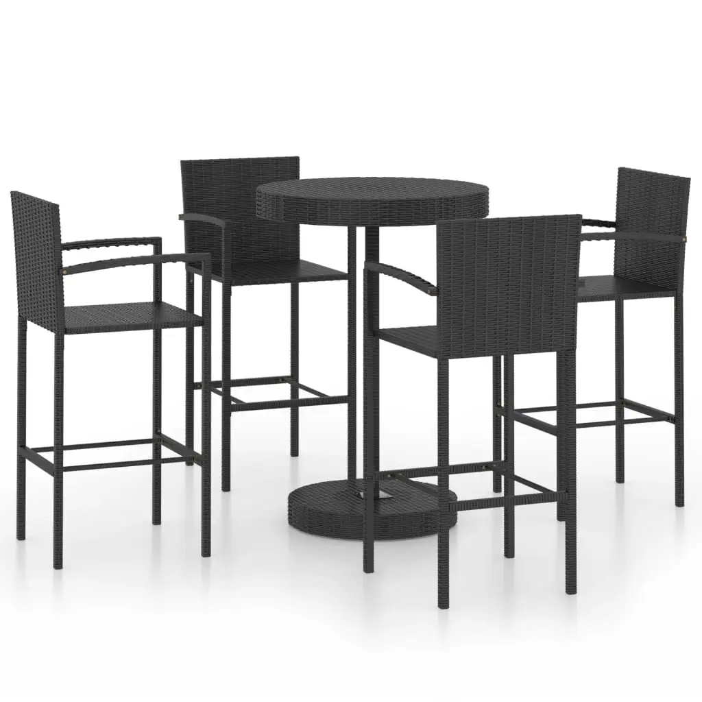 Ensemble de 5 pcs bar de jardin – Mobilier d’extérieur – Mobilier de jardin Résine tressée Noir-JU2103