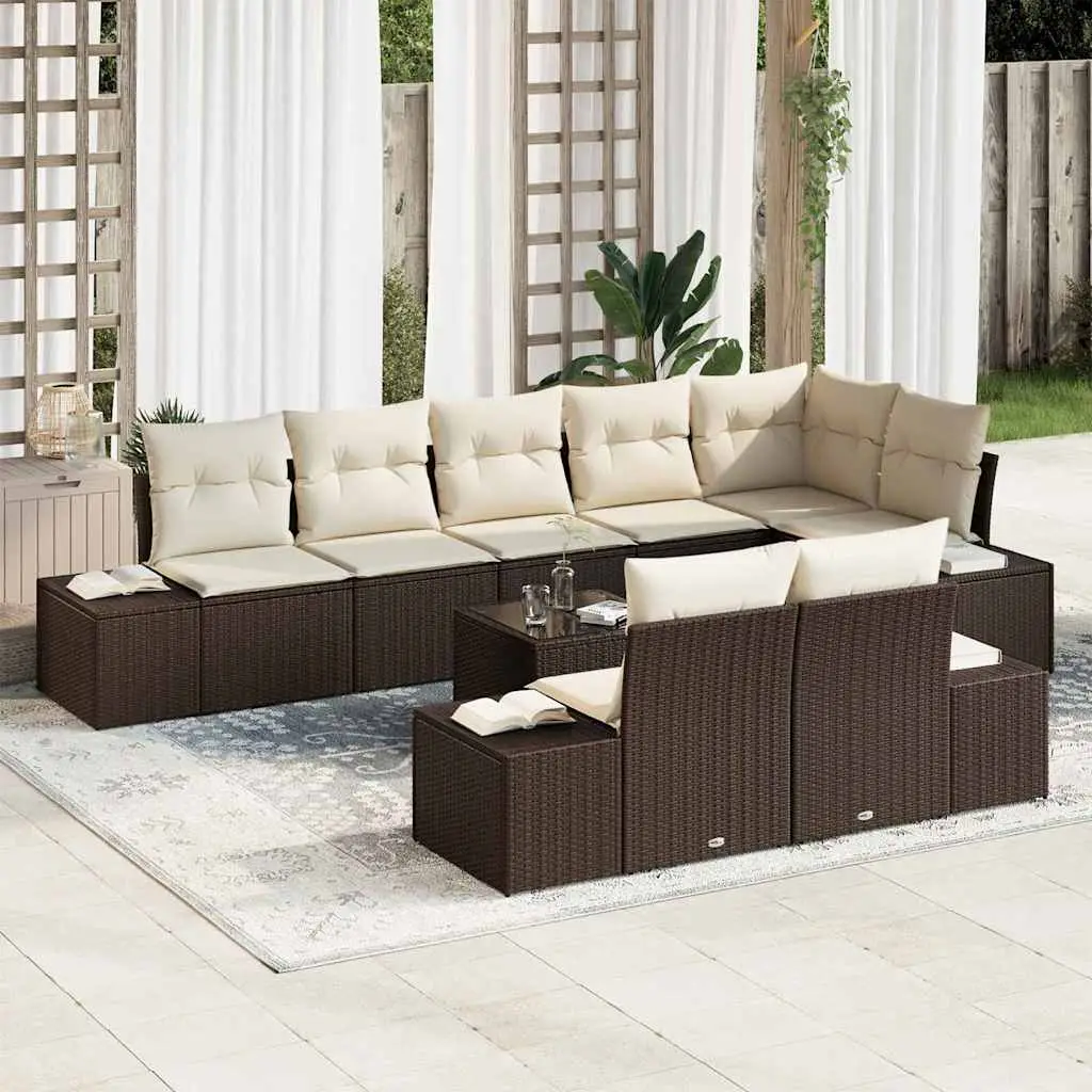 Ensemble de canapé de jardin Marron et Crème Poly rotin vidaXL 3355787