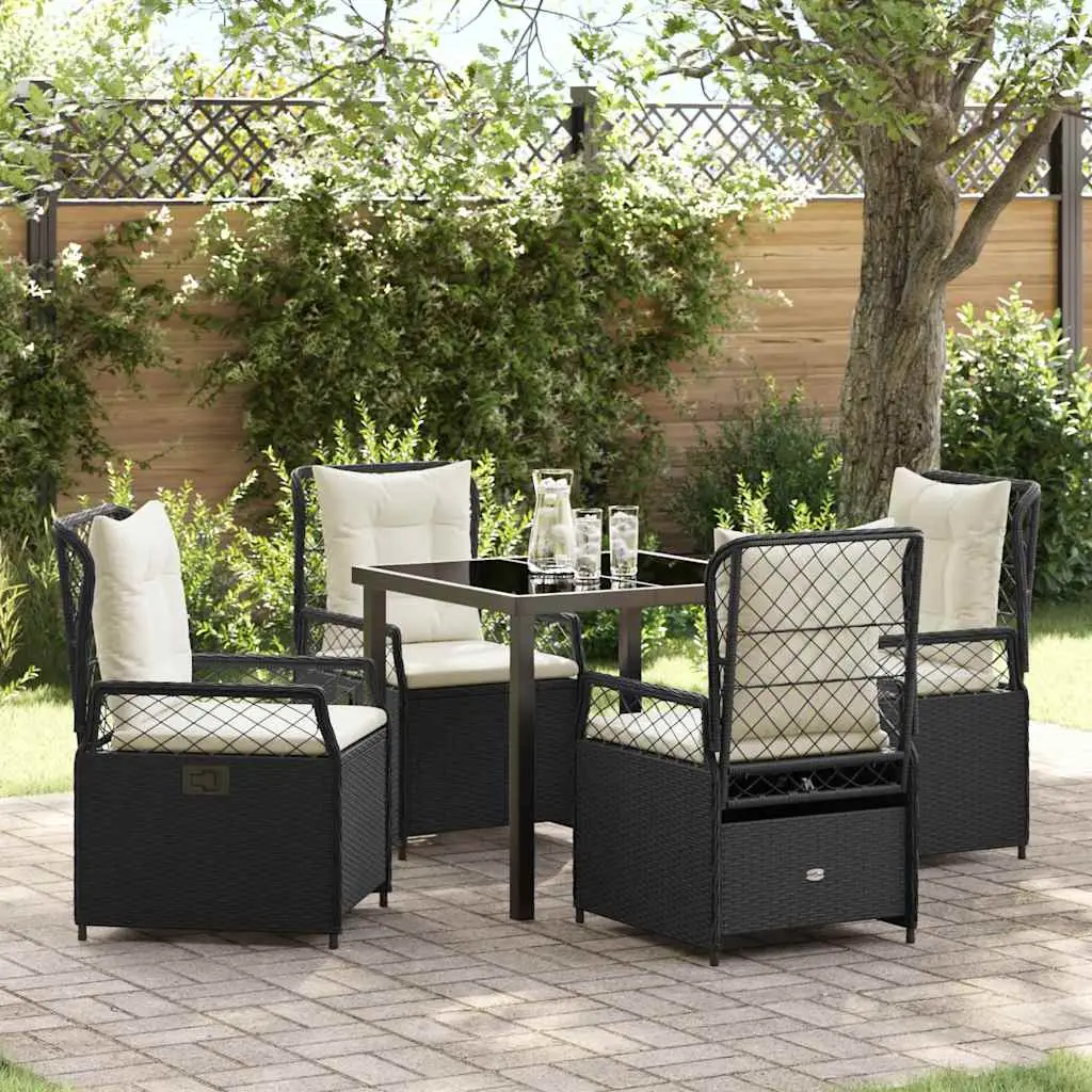 Ensemble de salle à manger pour jardin 5 pcs Noir polyrotin vidaXL 3380982