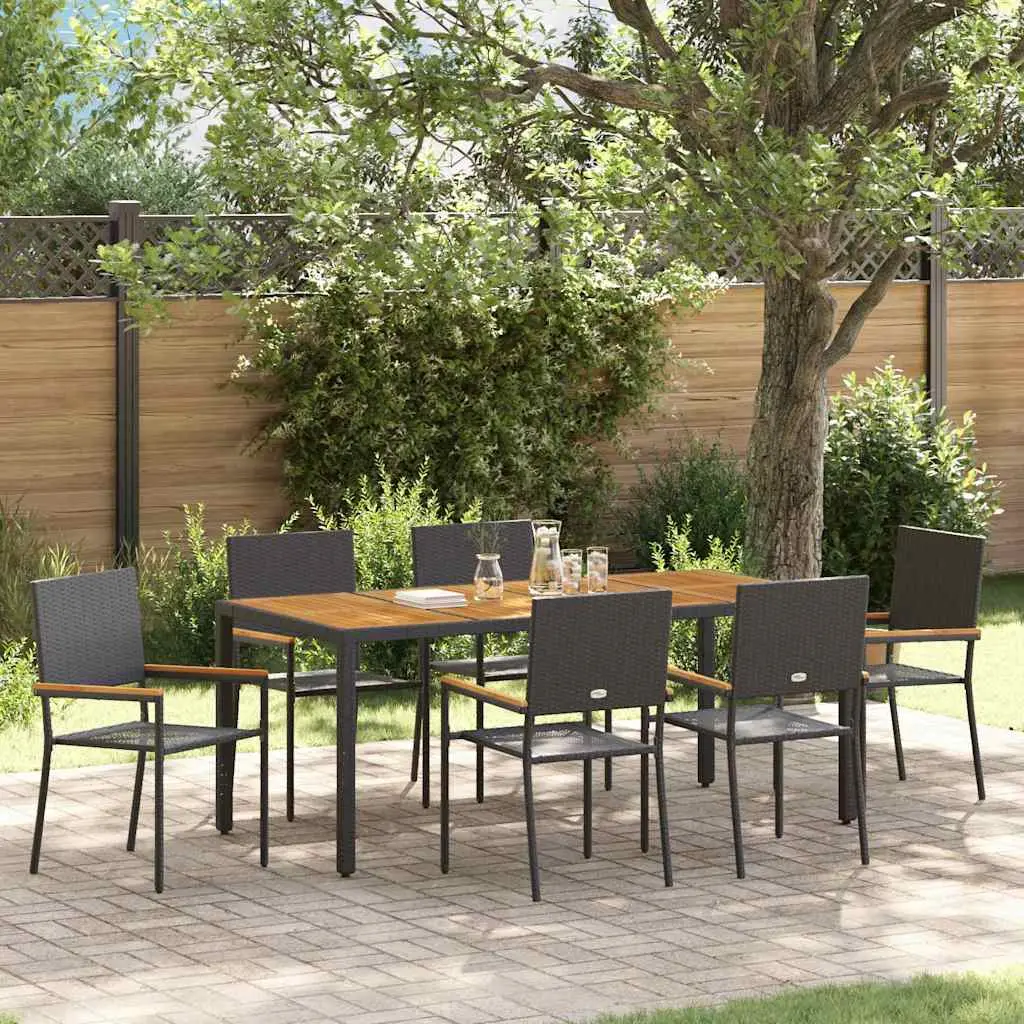 Ensemble de salle à manger pour jardin 7 pcs Noir polyrotin vidaXL 3365410