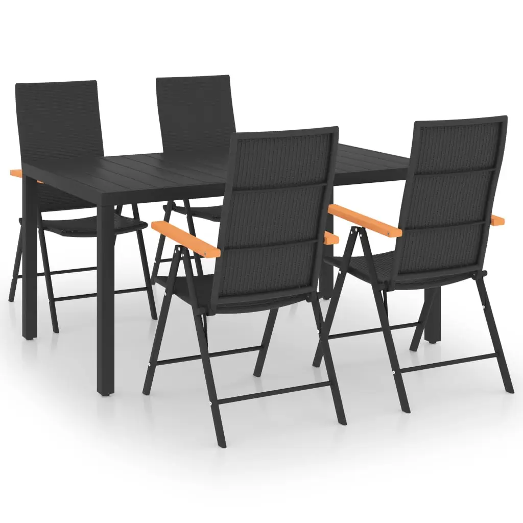 Ensemble de 5 pcs table de jardin avec chaises – mobilier de jardin noir et marron-JU2994