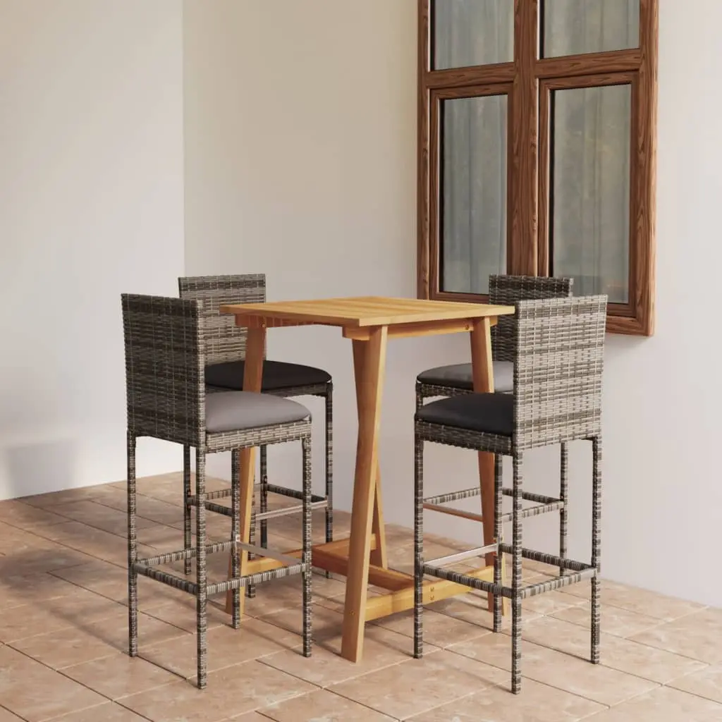 Ensemble de bar de jardin avec coussins 5 pcs Gris vidaXL 3067945
